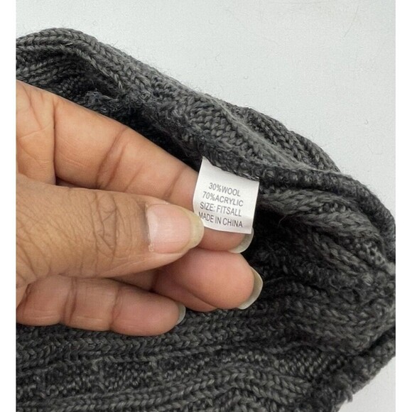 Cable Knit Beanie Womens Gray One Size Wool Acrylic - Picture 6 of 9